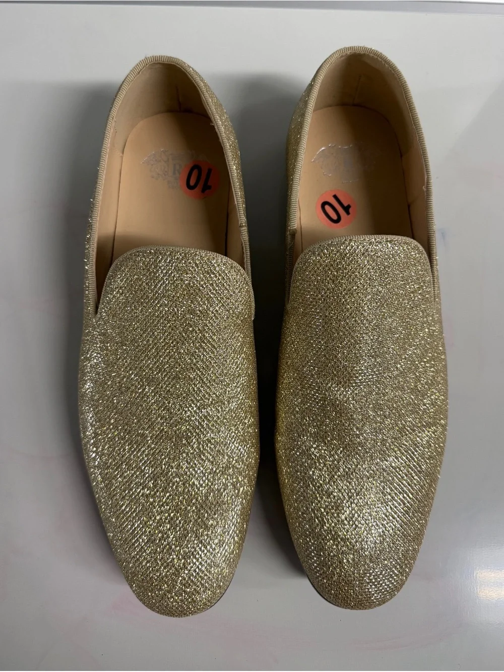 Sparkle Gold Sequins Men’s Slip-On Loafers